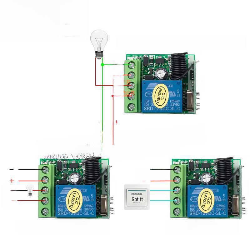 Comutator de telecomandă fără fir cu putere redusă, 12 V, un singur canal, 433 MHz