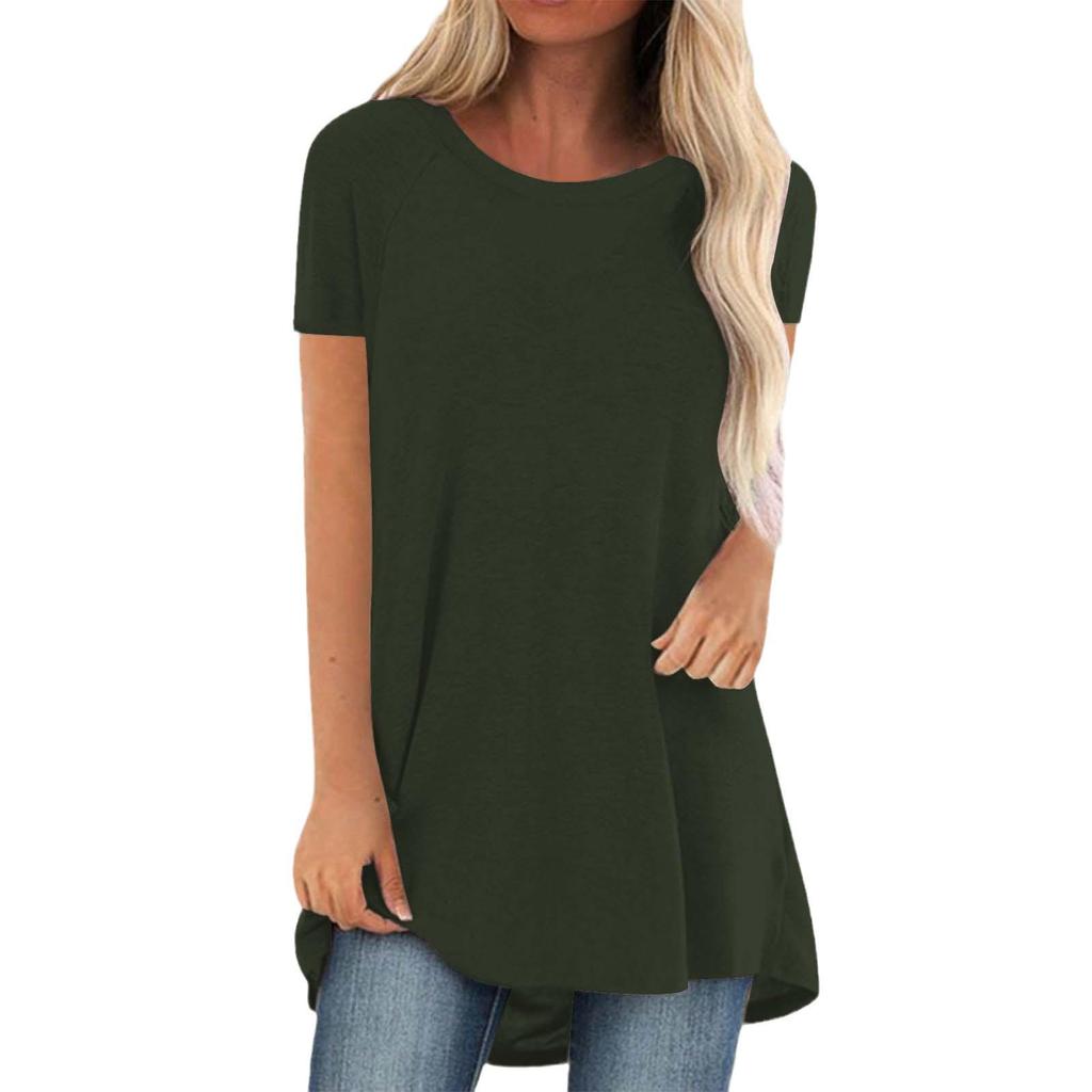 2024 Summer Plus Size Women’s Round Neck T-Shirt, Solid Color, Southeast Asian Fashion
