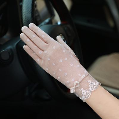 Women's Sunscreen Gloves New Spring and Summer Driving Lace Bow Riding Non-slip Thin Touch Screen Gloves