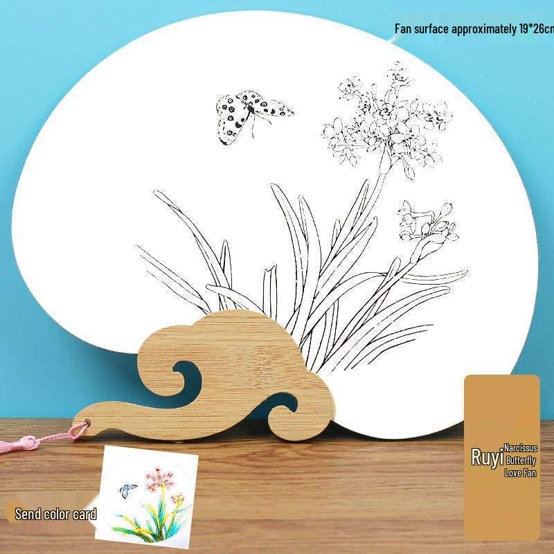 Double-Sided Thickened Xuan Paper Round Fan for Watercolor, Calligraphy, and Handwriting - Ancient Style Intangible Cultural Heritage Palace Fan.