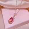 Gradient Effect Necklace Pigeon Blood Red Live Ring Necklace Stud Earrings Jewelry Set Female
