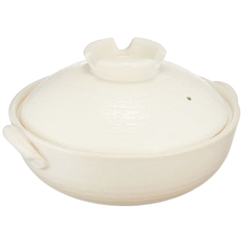 Saji Pottery White 25cm Banko Ware Earthenware Pot No. 8 White Brushed Finish 27-911