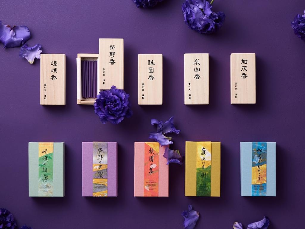 Low-Smoke Kyoto Incense, Kyoto Kosaido Sanshisuimei, Natural Scented Incense Series, 70g (Gion No Hana)