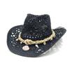Corn Husk Material Straw Hat Western Cowboy Hat Spring and Summer Men and Women Panama Sun Hat Elegant Cowboy Straw Hat