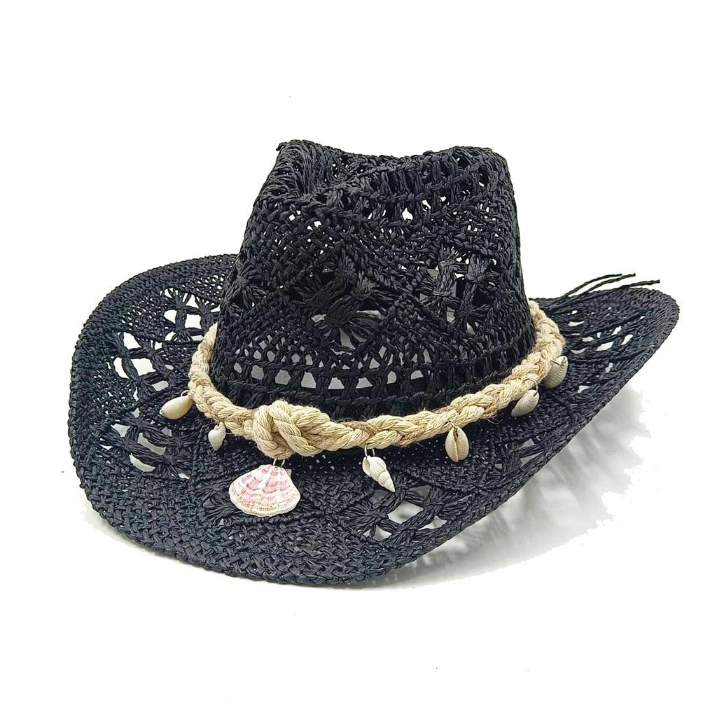 Corn Husk Material Straw Hat Western Cowboy Hat Spring and Summer Men and Women Panama Sun Hat Elegant Cowboy Straw Hat
