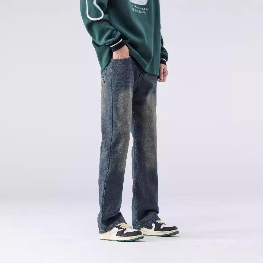 Retro Jeans Men's Autumn and Winter New Straight Loose Trendy Brand Wide-leg American High Street Casual Trousers