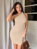 Women's Textured One-Shoulder Bodycon Party Dress
