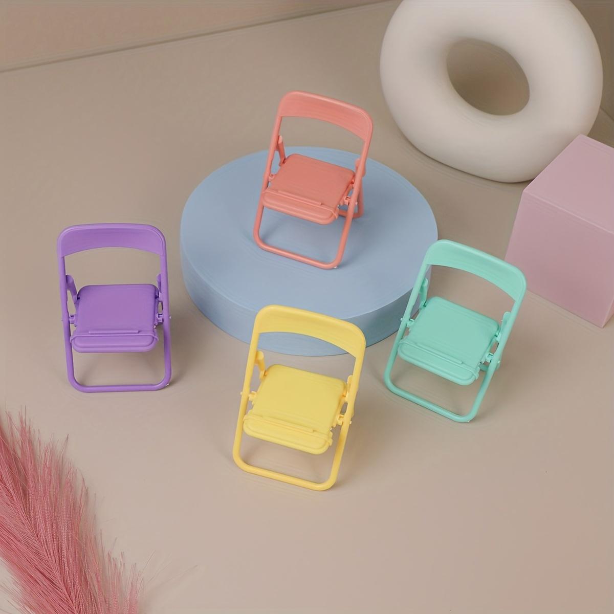 

4pc Cute Sweet Creative Desktop Mini Chair Stand Can Be Used As Decorative Ornaments Foldable Lazy Drama Mobile Phone Holder Gif разноцветный
