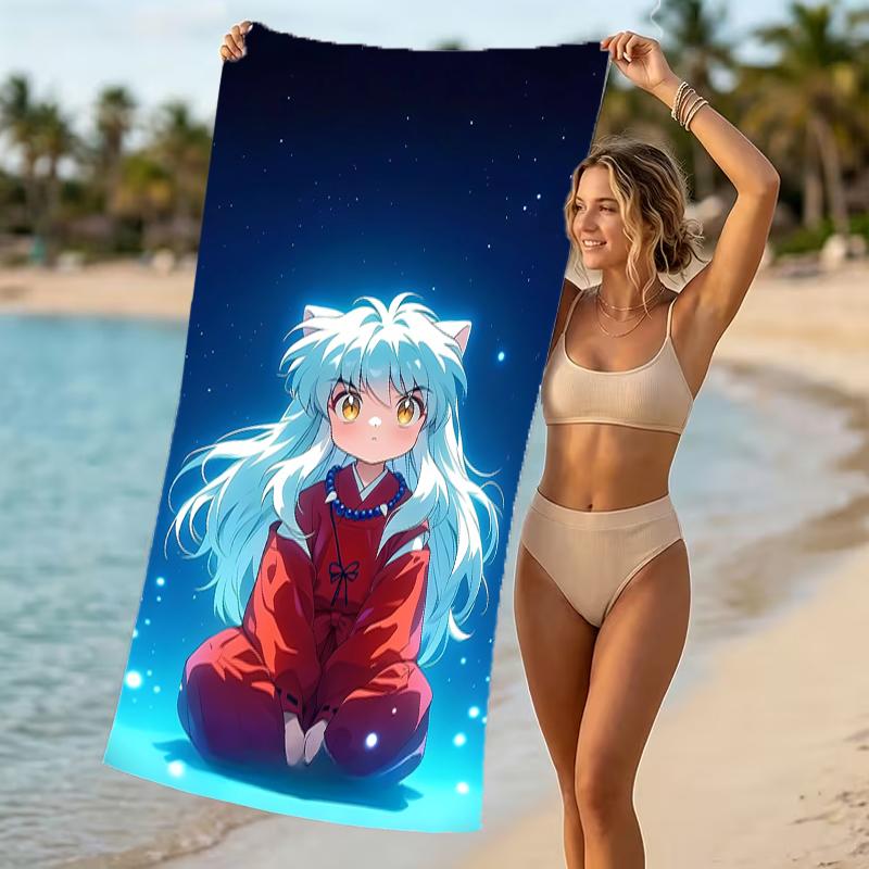 Beach Towel with Inuyasha Pattern - soft,absorbent,machine washable Lightweight&Modern,swimming,Travel Essentials