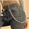 Retro Trend Waist Chain for Women Temperament Pearl Beaded U-shaped Waist Chain Hip Hop Rock Personality Jeans Chain Accessories