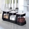 4Pcs with Spoon Seasoning Jars Glass Spice Containers Combination Seasoning Box Set  Kitchen Gadgets