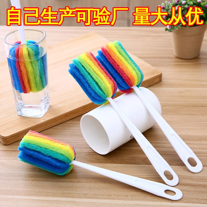 Long Handle Cup Brush, Cleaning Brush, Bottle Brush, Colorful Scouring Cloth Cup Brush, Thermos Cup Brush, Sponge Scouring Cloth Brush