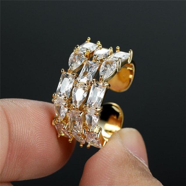 

Boho Gold Color Color Color Women Engagement Finger Ring Multilayer Water Drop White Zircon Stone Finger Ring Chic Trendy Crystal Stone Small золотой