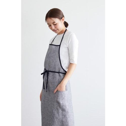 fog linen work Linen Piping Apron, Black and White Houndstooth, LKA117-BKCHE