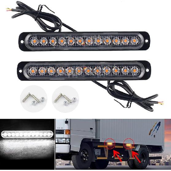 Anki HappiGo ANKIA 2PCS LED Side Marker Strobe Warning Lights Grille Lamp Flashing Beacon Blinker Emergency Hazard for Tow Car Truck Trailer Pickup
