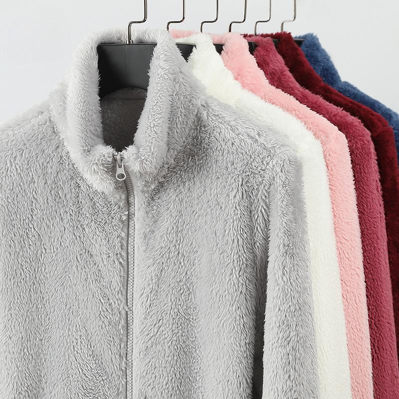 Coral fleece jacket women's fleece double-sided fleece men's autumn and winter thickened warm outdoor fleece sweater jacket