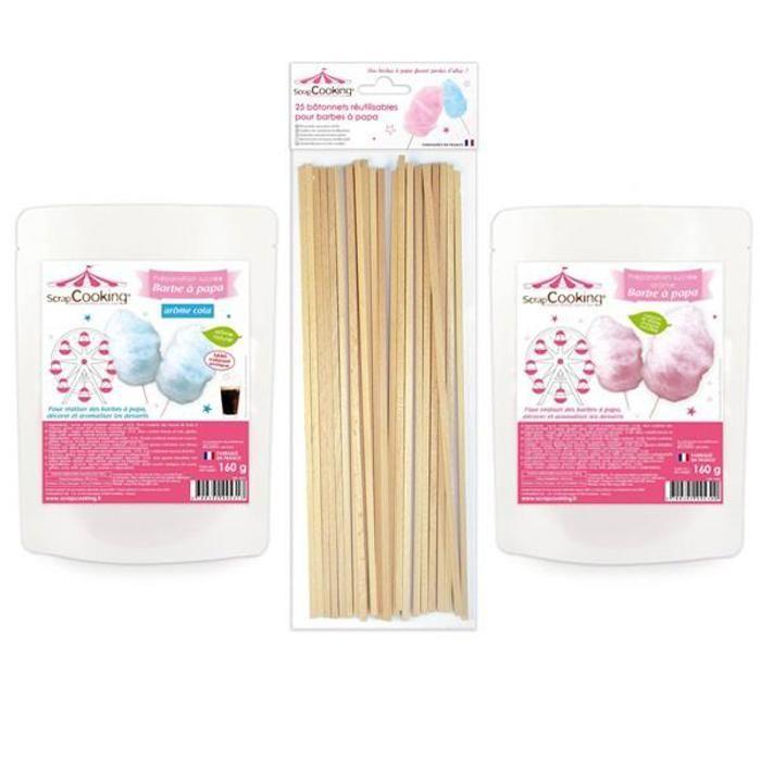 Coffret barbe à papa bleu &amp; rose + Bâtonnets