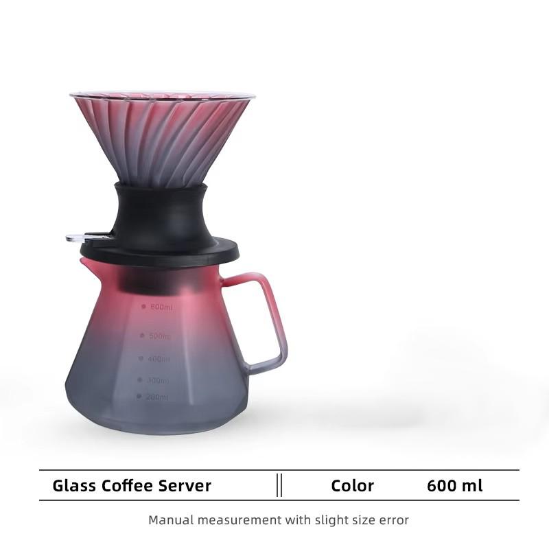High Quality Luxury Handmade Borosilicate Glass Pour Coffee Tea Set Stainless Steel Coffee Filter Hand Drip Pot Percolators