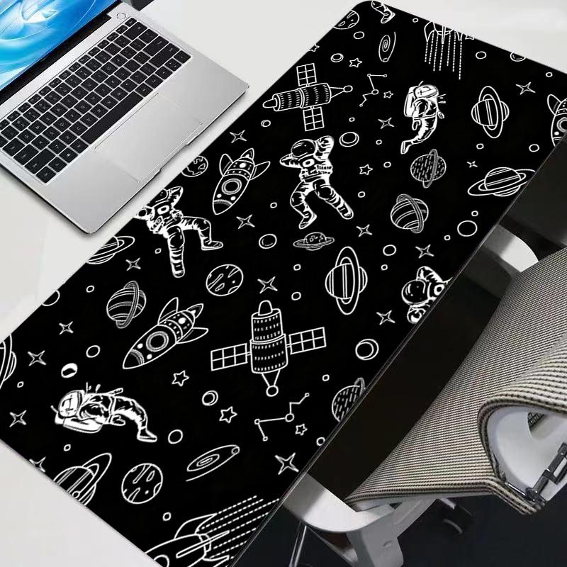 Office Mousepad Oversized Desk Mat Gamer Computer Mouse Pad PC Gaming Keyboard Pad astronauts Black and white Extended Mouse Pad