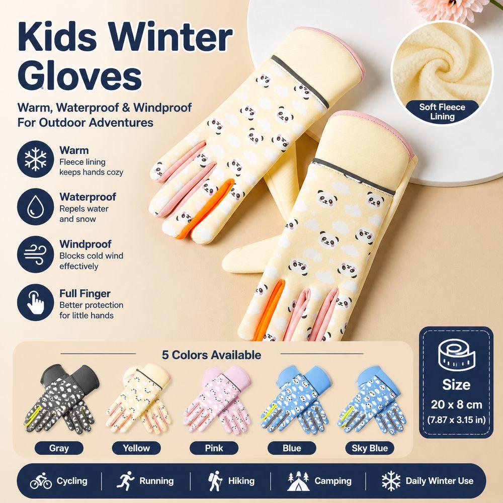 Panda Print Children Gloves Windproof Cycling Gloves New Warm Mittens for Boys and Girls