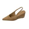 Women's Suede Closed Toe Wedge Heel Open Back Spring French Style Sandals - Perfect for Daily Wear