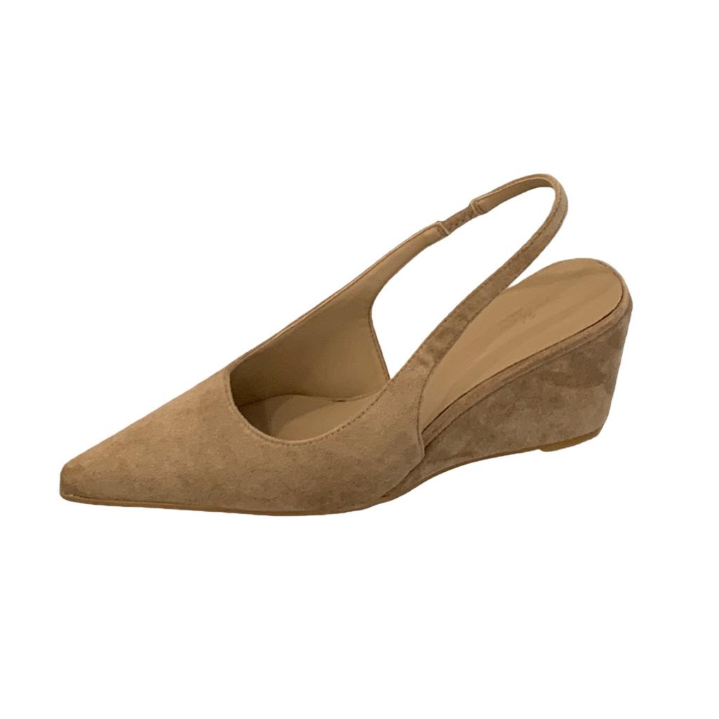 Women's Suede Closed Toe Wedge Heel Open Back Spring French Style Sandals - Perfect for Daily Wear