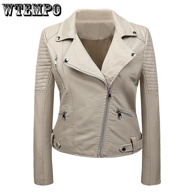 Pu Leather Jacket Female Short Collar Jacket Spring Korean Slim Biker Leather Jacket