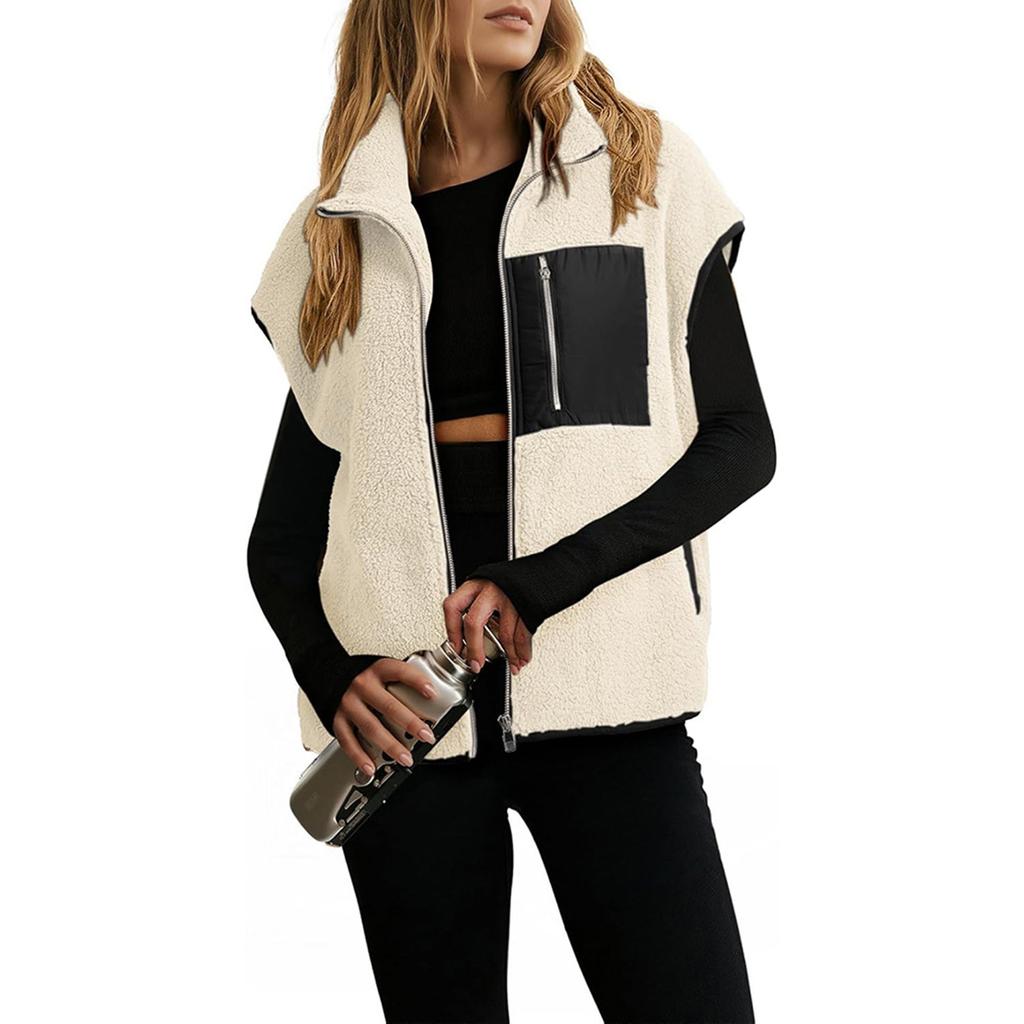Women's Fashionable Fleece Vest, Warm And Casual Loose-fitting Fleece Jacket