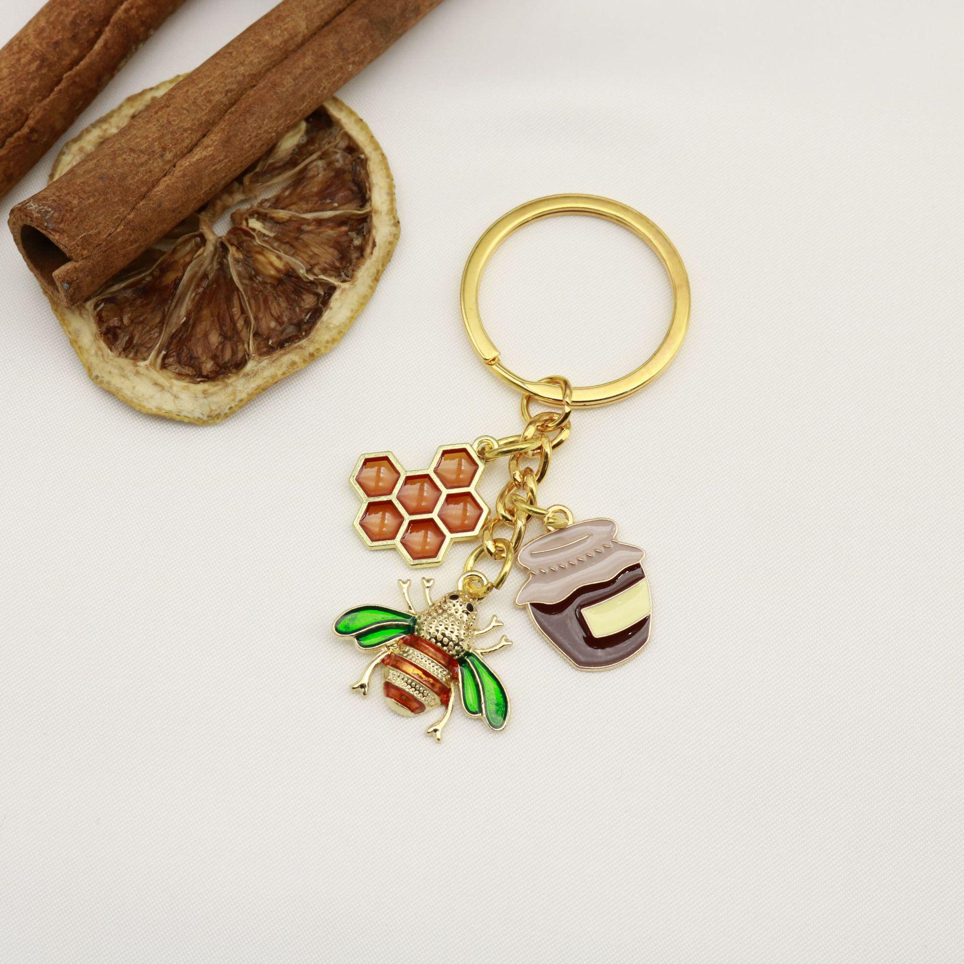 Personalized Bee & Sunflower Pearl Keychain Charm