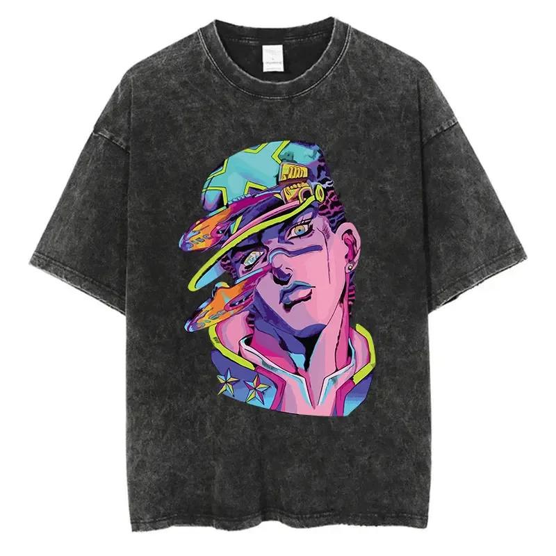 

Vintage Washed JoJo Bizarre Adventure Anime Print Arrival Pure Cotton Clothing Fashion Mens Tshirts S