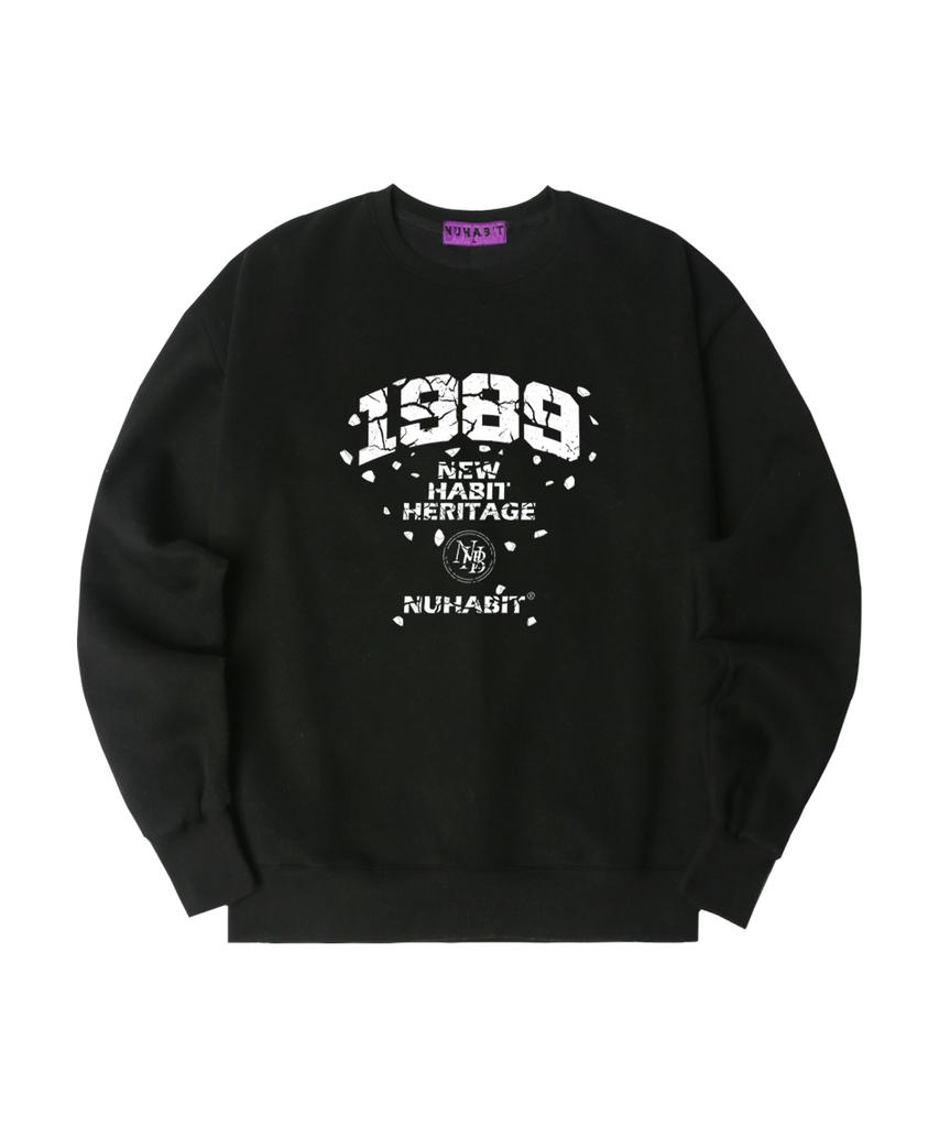 NUHABIT N/H Crack Nhh Logo Oversized Fleece-Lined Sweatshirt_Black (Som4-4Nh1206)