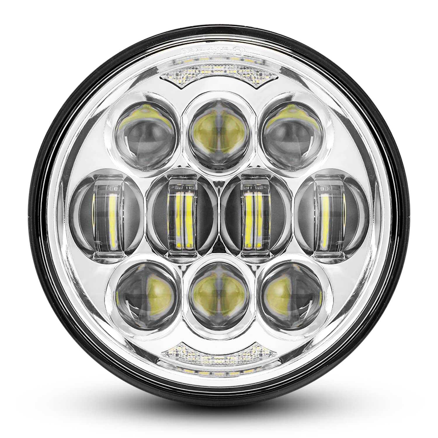 

DOT Approved 80W 5-3/4 14.6cm Round LED Projection Headlight Dyna Street Bob Super Wide серебряный