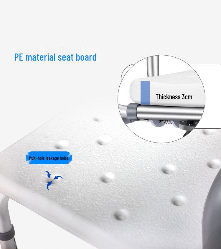 Adjustable Non-Slip Shower Chair with Armrests for Elderly, Disabled, and Pregnant Users