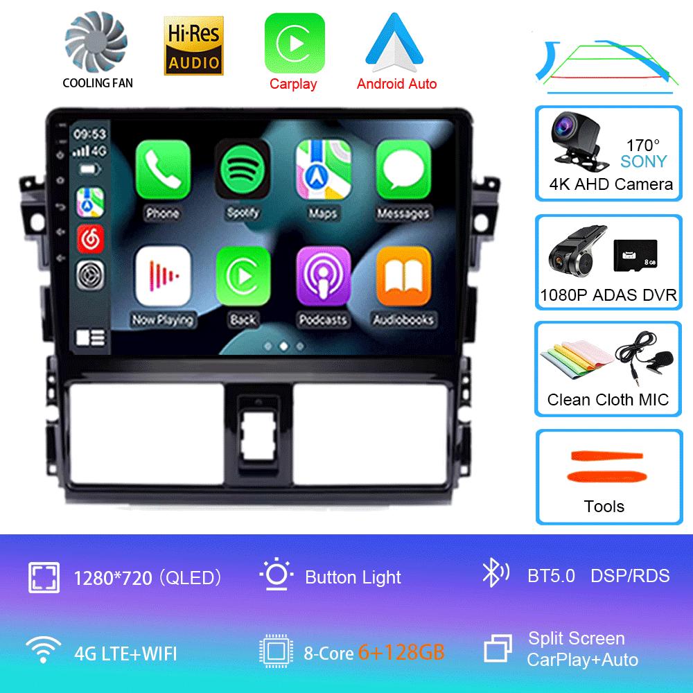 Android 14 For TOYOTA VIOS YARIS 2013 2014 2015 2016 Multimedia Video Player Car Radio GPS Navigation NO DVD 2 Din Carplay New