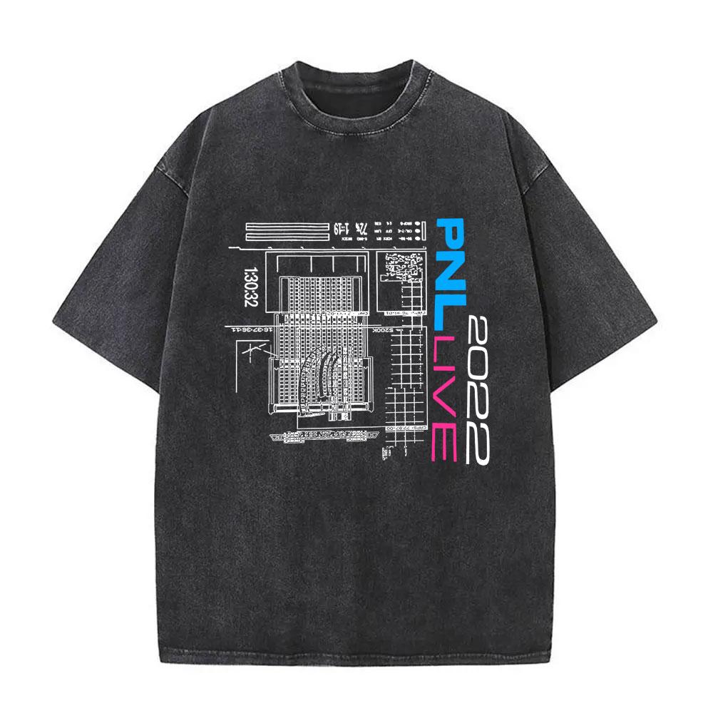 Washed Vintage Rap Band PNL Tour  Tshirts Famous Le Monde Chico Album Tshirt Men Women Hip Hop Fashion Oversized T Shirts