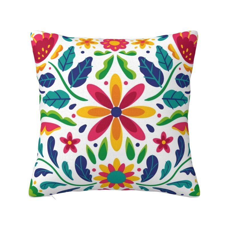

Fashion Mexican Talavera Flower Ceramic Tile Cushion Covers 40x40cm Soft Pillow Case for Car Square Pillowcase Home Decor 30x30cm 12x12in