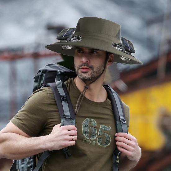 

Yousheng Wide Brim Sun Hat with Built-in Solar Fan for Men Women Summer Cooling Beach Bucket Hat for Outdoor Fishing Hiking Camping C