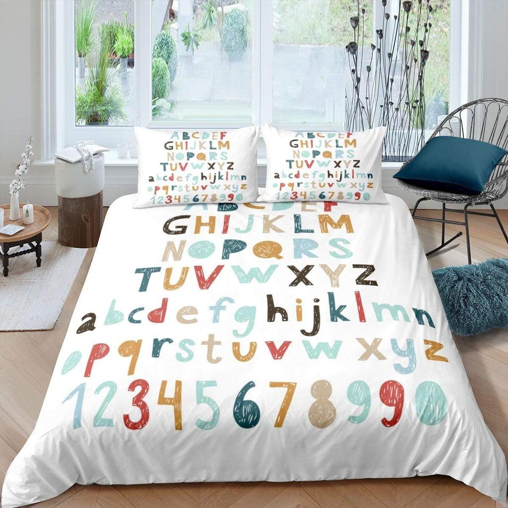 Comforter Blue Alphabet Space Spaceship Single Queen Size Cartoon Bedding Set For Boys Kids Outer Space Black Comforter