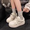 2025 Spring Retro Heightening Board Shoes Women's New Popular Thick-soled Versatile Sports and Leisure Shoes German Training White Shoes