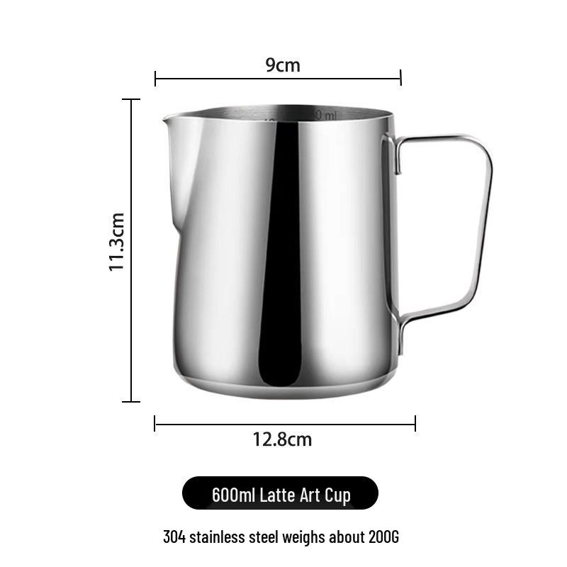 Pin Chuang 304 Stainless Steel Latte Art Cup with Scale, Pointed Spout, and Thickened Milk Frothing Design
