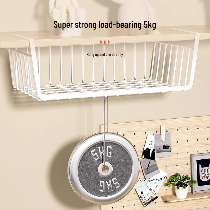 Under-Desk Hanging Basket: Space-Saving Shelf for Dorms and Wardrobes