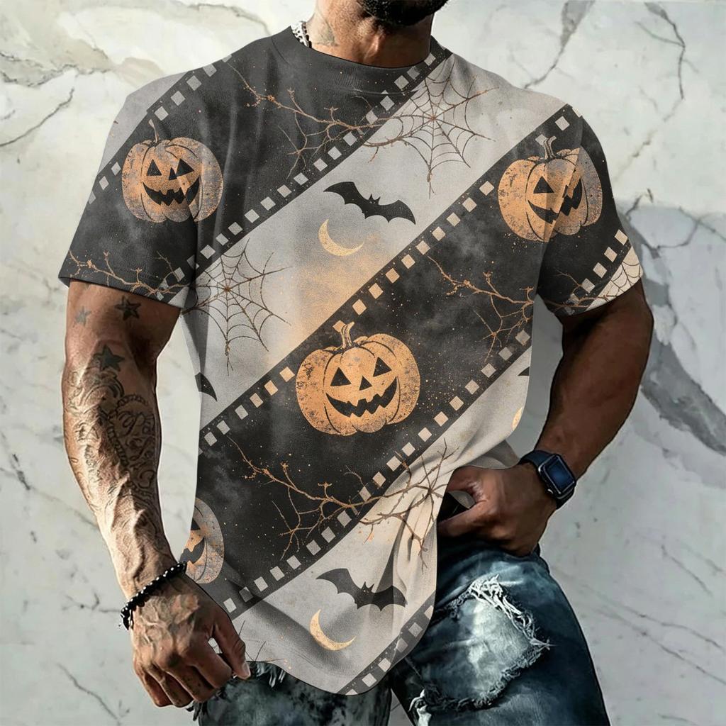 Men's Halloween Vintage Graphic T Shirt Loose Fit Breathable Short Sleeve Summer Sports Streetwear Casual Everyday Top