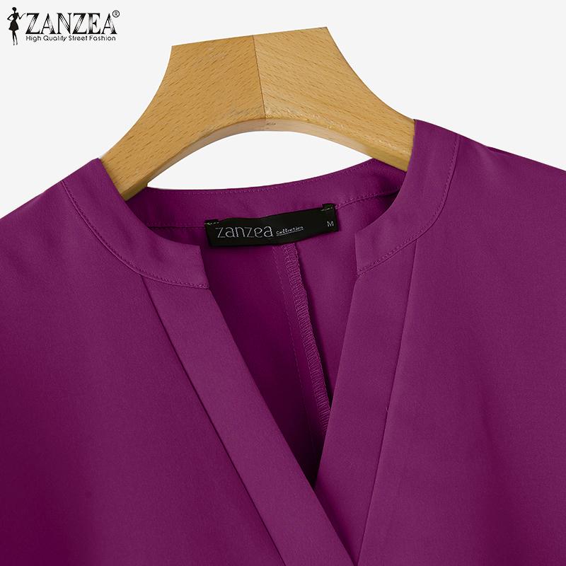 ZANZEA Dámské ležérní šaty s výstřihem do V a volným 3/4 rukávem