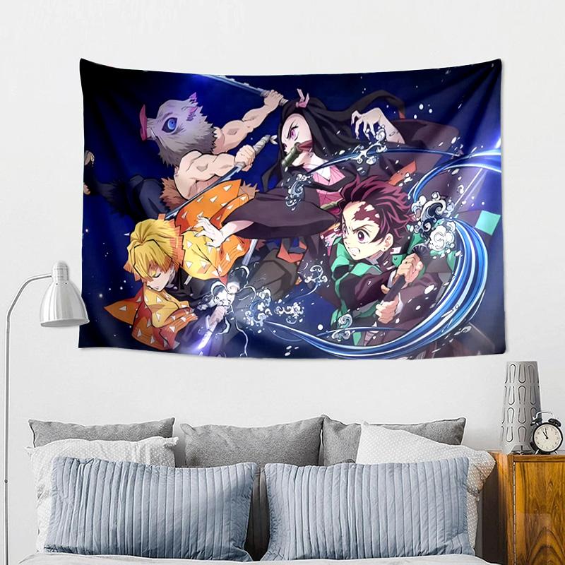 Anime Slayer Characters Tapestry, Unique Design Tapestry, Wall Decor for Bedroom,Livingroom, Playroom,Heartwarming Fan Holiday Gifts