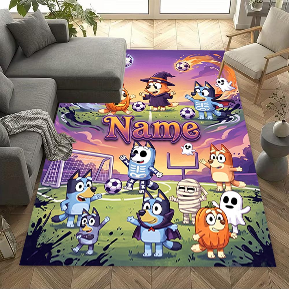 Halloween Sports Party Customize Your Name Floor Rug Office Rug Perfect for Study room Entryway Balcony Decorate room Anti-slip Rug Decorate Offices