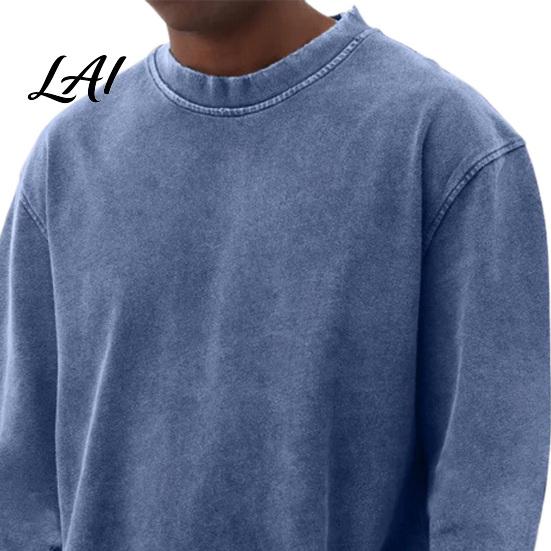 Vintage Washed Crewneck Tops Pullover Tops Relaxed Fit Distressed Raglan Sweatshirt Crew Soft Brushed Fabric Apparel Neck Long Sleeve Shirt
