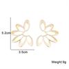 Hollow Flower Smooth Metal Golden Drop Earrings for Women Personality Fashion Geometry Charm Ear Jewelry Pendientes