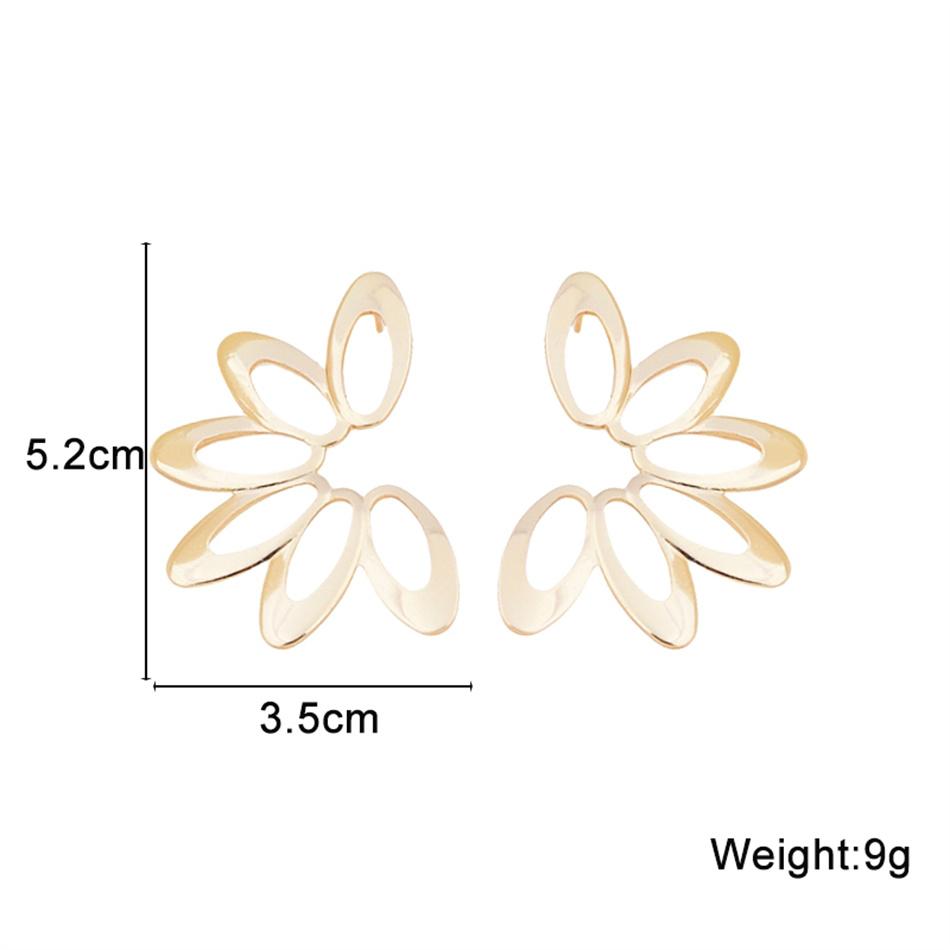Hollow Flower Smooth Metal Golden Drop Earrings for Women Personality Fashion Geometry Charm Ear Jewelry Pendientes