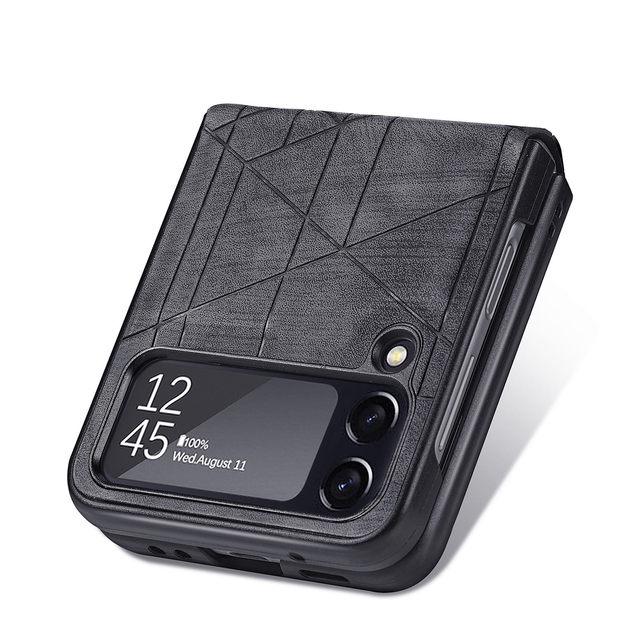 Do Samsung Z Flip 4 5g antypoślizgowe składane skórzane etui do Samsung Galaxy Z Flip4 Flip 4 Zflip4 torba na telefon chroniąca przed upadkiem