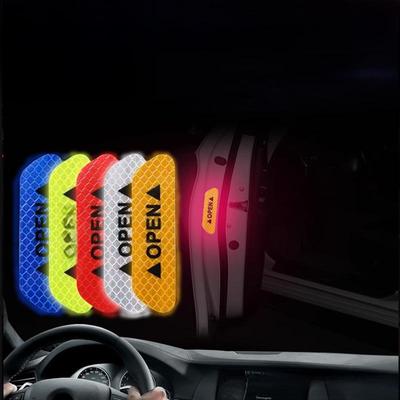 Pegatinas reflectantes de advertencia de seguridad para la apertura de puertas de automóviles: juego de 4 para evitar colisiones